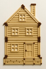 Matchstick House on a White Background