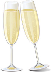 Champagne Glasses Toast – Vector Illustration