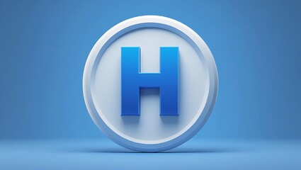 Obraz premium Modern Blue and White Circular 'H' Icon Design 3D Render