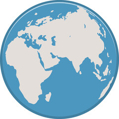 Flat Vector Earth Globe Showing Africa and Asia