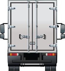Rear View of Box Truck – Vector Illustration