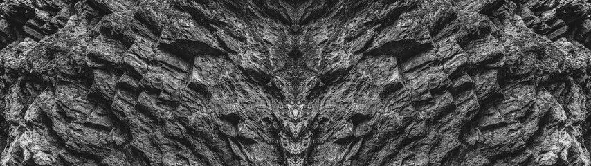 Dark Stone Rock background, designer banner. Natural layered stone surface or stone texture of rock.