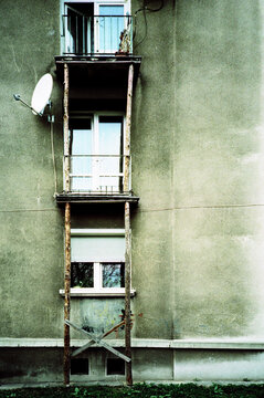 Urban Residential Building with simple dangerous Balconies 