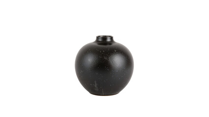 Black Ceramic Vase Isolated on Transparent Background PNG