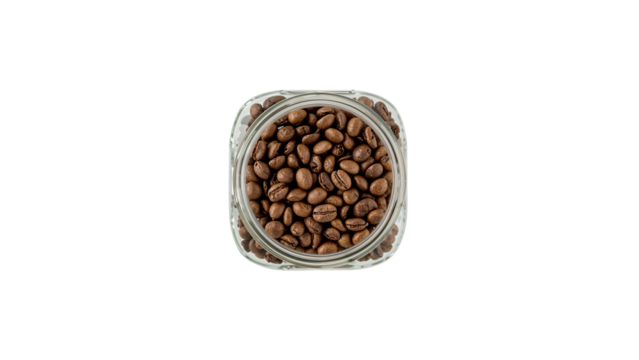 coffee beans in a glass jar Isolated on Transparent Background PNG - Powered by Adobe