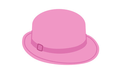 Bowler Hat with band. Head Fashion accessory cap with narrow brim clothing technical illustration. Vector headgear for Men, women, unisex style, flat template CAD mockup sketch outline isolated