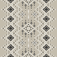 	
White and black Ethnic Tribal Diamond Geometric Pattern on Grey Background Seamless Vector Design Traditional Textile Art Vintage Cultural Fabric Craft Style