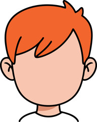 Boy with red hair faceless cartoon style vector illustration for children and education design