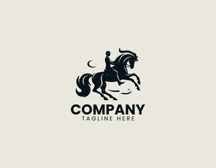 Fototapeta premium Dressage horse in elegant movement captured as clean vector logo illustration for equestrian sport branding design