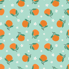 Orange colorful seamless pattern. Vector orange pattern. Citrus fruit background. Perfect for textile manufacturing wallpaper posters etc. Vector illustration.	
