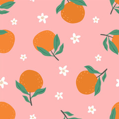Orange colorful seamless pattern. Vector orange pattern. Citrus fruit background. Perfect for textile manufacturing wallpaper posters etc. Vector illustration.	

