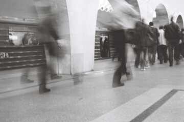 Blurred Motion in Vintage Subway Tunnel