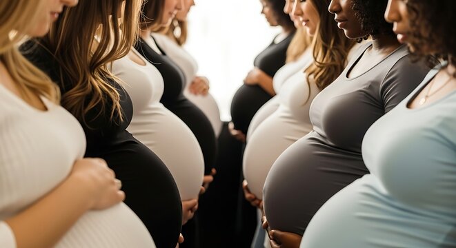 A diverse group of pregnant women, showcasing the beauty of motherhood. - Powered by Adobe
