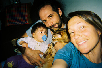 Happy family analog photo