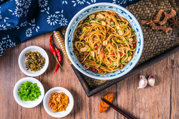 Close-up of a bowl of Nanchang mixed noodles, Nanchang, Jiangxi Province