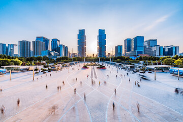 High angle view of Zhengzhou East Railway Station Square City in Henan, China