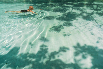 Pool activities in a tropical paradise