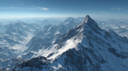 Majestic Winter Mountain Range Panorama: A Breathtaking Aerial View