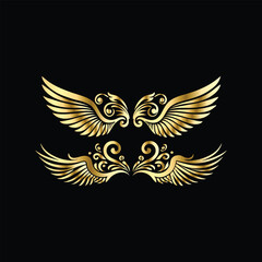 Vector set of gold vintage frames. Elegant element for design in Eastern style, place for text. Floral golden border. Lace illustration for invitations and greeting cards.