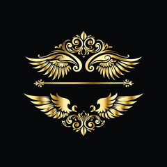 Obraz premium Vector set of gold vintage frames. Elegant element for design in Eastern style, place for text. Floral golden border. Lace illustration for invitations and greeting cards.