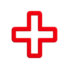 Obraz premium Bold red medical cross symbol with subtle 3d effect on Transparent Background