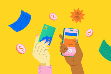 Mobile Payment and Credit Card Transaction Concept Illustration