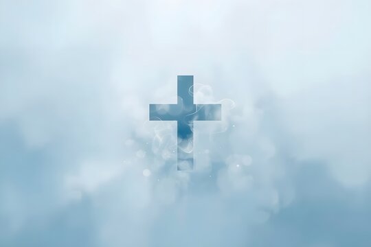 Abstract cross silhouette in blue blur