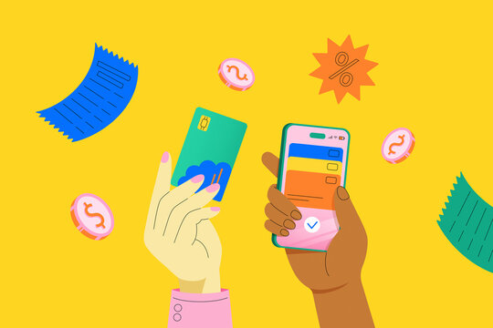 Mobile Payment and Credit Card Transaction Concept Illustration