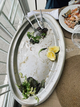 seafood platter before and after eating