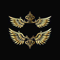 Obraz premium Vector set of gold vintage frames. Elegant element for design in Eastern style, place for text. Floral golden border. Lace illustration for invitations and greeting cards.