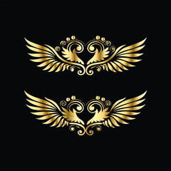 Vector set of gold vintage frames. Elegant element for design in Eastern style, place for text. Floral golden border. Lace illustration for invitations and greeting cards.