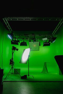 Illuminated Green Screen Studio Wide Angle