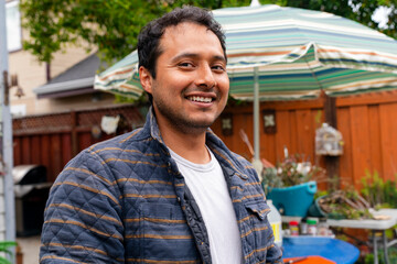 portrait smiling backyard