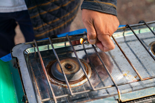 using lighter stove
