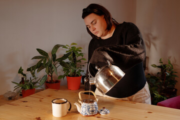 Brewing a fresh cup of artisanal loose leaf tea