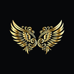 Gold floral round frame on black background. Vector design element for greeting card, wedding invitation, save the date card. Vintage gold floral round frame. Luxury design element. Vector illustrati
