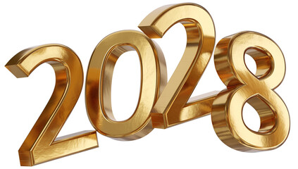 year 2028 golden symbol, 3d-illustration