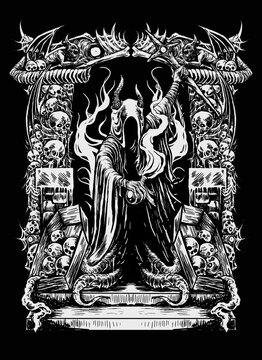 Ritual of witch digital illustration