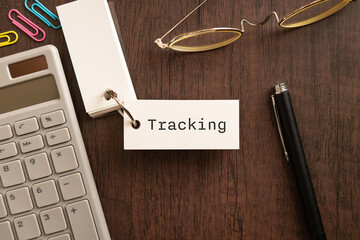 There is word card with the word Tracking. It is as an eye-catching image.
