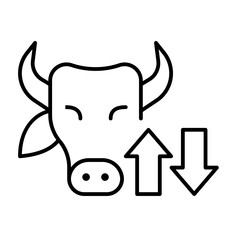 Obraz premium Bull Market Icon Up and Down Trend Arrows with Cow Head Illustration