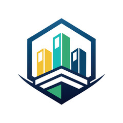 Modern Minimalist Real Estate Logo Design with Geometric Block Icons for Property, Construction, Architecture and Housing Brands