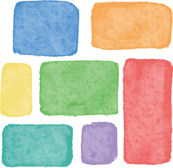 Organic Watercolor Rectangles and Squares in Soft Pastel Colors, Hand Painted Geometric Shapes for Design Use