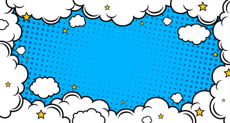 Flat design comics style blue background