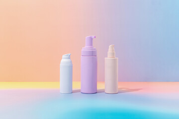 Modern product mockup featuring pastel gradient bottles