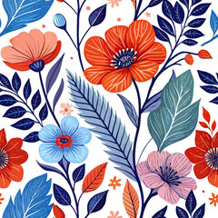 Seamless floral pattern with poppies, a beautiful vector illustration for spring and summer design.
