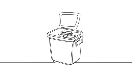 Minimalist line art of a recycling bin
