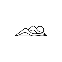 mountain logo with sun in minimalist linear design style