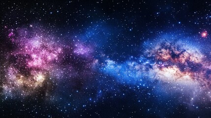 Cosmic expanse of nebulae and stars.