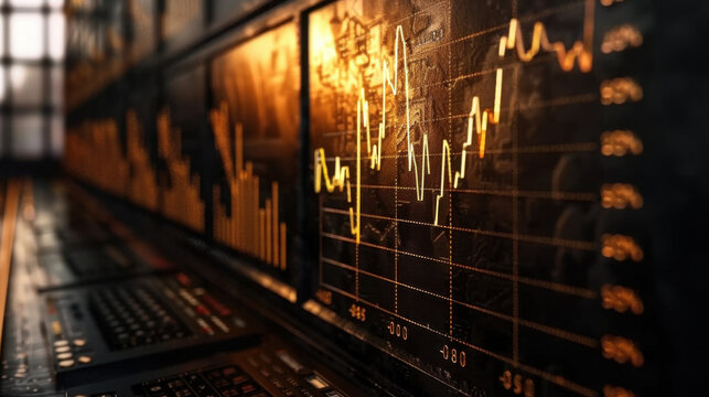 Dynamic financial metrics display with vibrant graphs and charts showcasing economic trends and data analysis