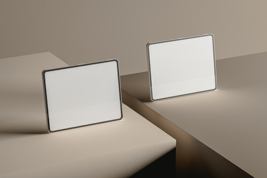 Minimal still life showcasing sleek tablet on modern surface